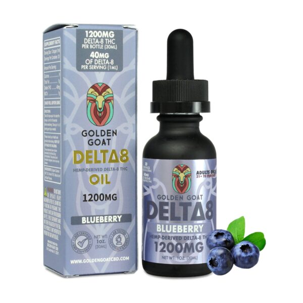 Golden Goat -1200mg D8 Oil – Blueberry – 30ml Bottle