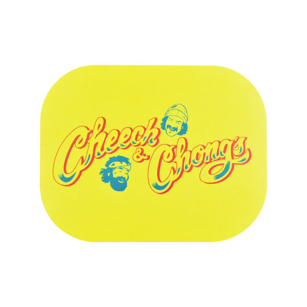 Cheech & Chong's x Pulsar Mini Metal Rolling Tray w/ Lid - Yellow Logo / 7"x5.5" - Image 4