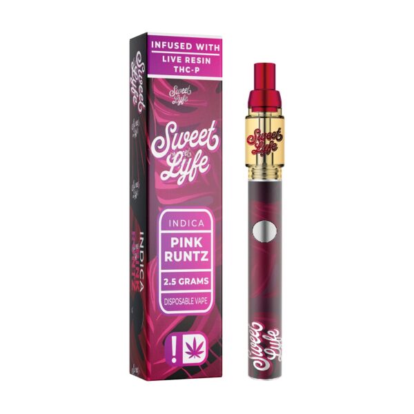 Sweet Lyfe Disposable Vape Pen 2.5ml w Live Resin Delta + THCP - Pink Runtz - Indica - Image 2