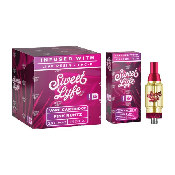 Sweet Lyfe Vape Cartridges 2.5ml w Live Resin Delta + THCP - Pink Runtz - Indica - Image 3