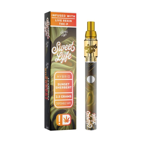 Sweet Lyfe Vape Pen 2.5ml w Live Resin Delta + THCP - Sunset Sherbert - Indica