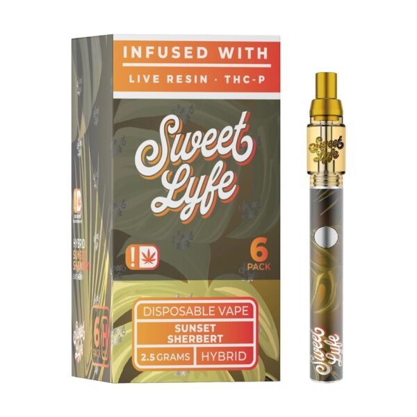 Sweet Lyfe Vape Pen 2.5ml w  Live Resin Delta + THCP - Sunset Sherbert - Indica - Image 3