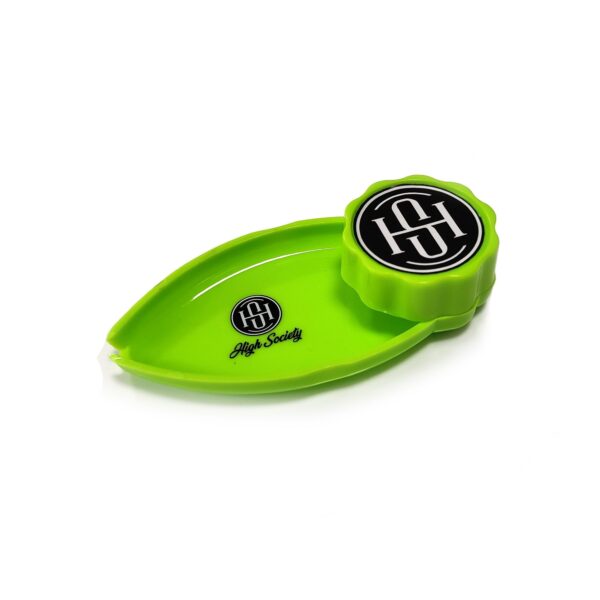 High Society | Mini Rolling Tray Grinder Combo - Neon Green - Image 2