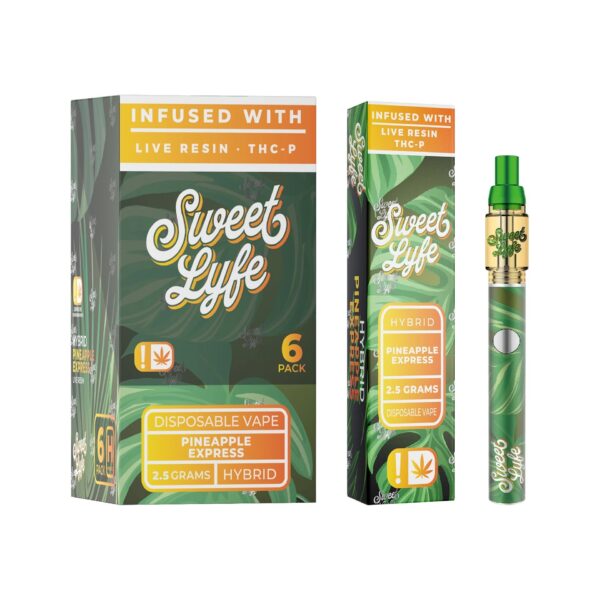 Sweet Lyfe Vape Pen 2.5ml w Live Resin Delta 8 + THCP - Pineapple Express - Hybrid - Image 3