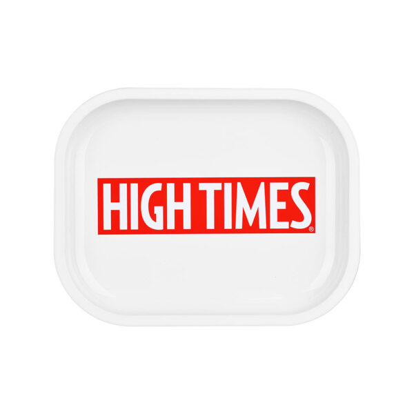 High Times x Pulsar Mini Metal Rolling Tray w/ Lid - White Logo / 7"x5.5" - Image 2