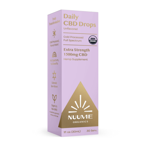 Organic Daily CBD Drops - Unflavored 1500mg Full Spectrum