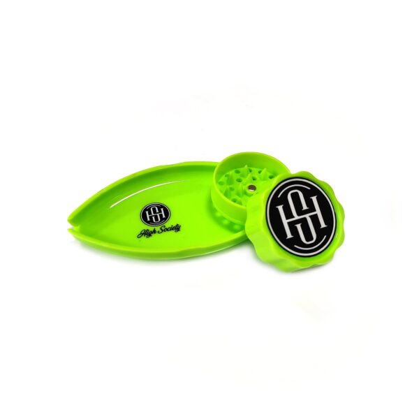 High Society | Mini Rolling Tray Grinder Combo - Neon Green - Image 5