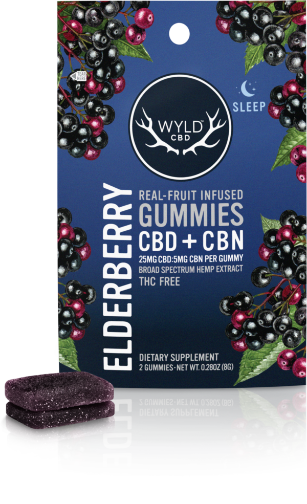 WYLD CBD Real Fruit Infused CBD + CBN Sleep Elderberry Gummies - Image 3