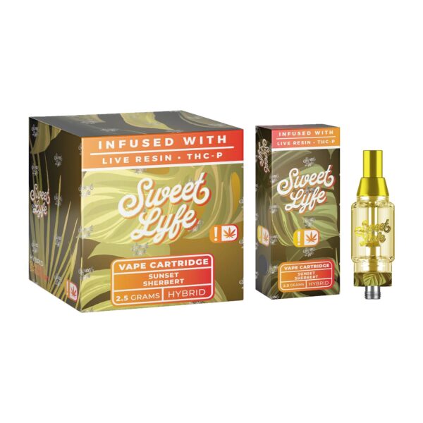 Sweet Lyfe 2.5ml Vape – Live Resin THCP Sunset Sherbert Indica - Image 4