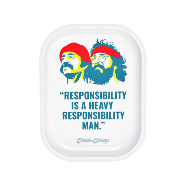 Rolling Tray Cheech &amp Chong's x Pulsar Mini Metal Rolling Tray w/ Lid - Responsibility / 7"x5.5" - Image 3