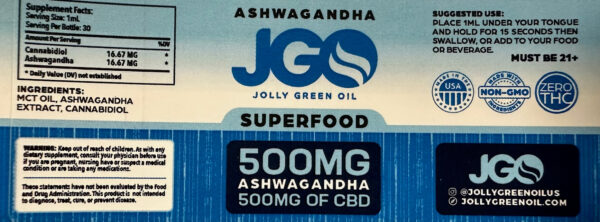 JGO CBD:Ashwagandha Tincture, 500:500 mg - Image 5