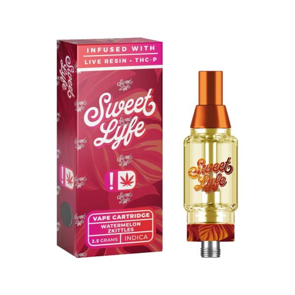 Sweet Lyfe Vape Cartridges 2.5ml w Live Resin Delta-8 + THCP - Watermelon Zkittlez - Indica - Image 3