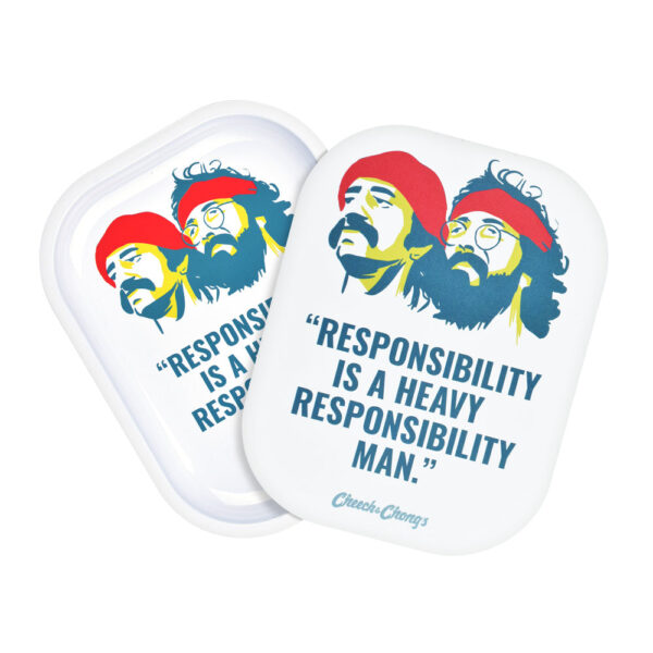 Rolling Tray Cheech &amp Chong's x Pulsar Mini Metal Rolling Tray w/ Lid - Responsibility / 7"x5.5"