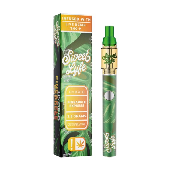 Sweet Lyfe Vape Pen 2.5ml w Live Resin Delta 8 + THCP - Pineapple Express - Hybrid - Image 2