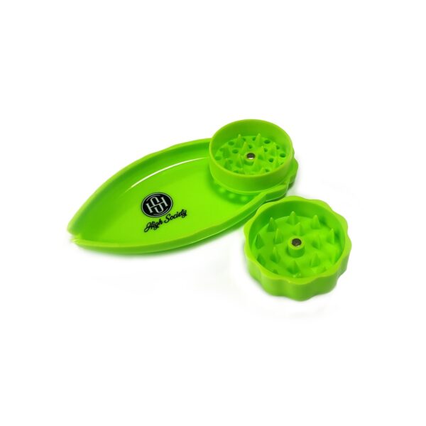 High Society | Mini Rolling Tray Grinder Combo - Neon Green - Image 6