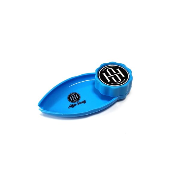 High Society | Mini Rolling Tray Grinder Combo - Neon Blue - Image 2