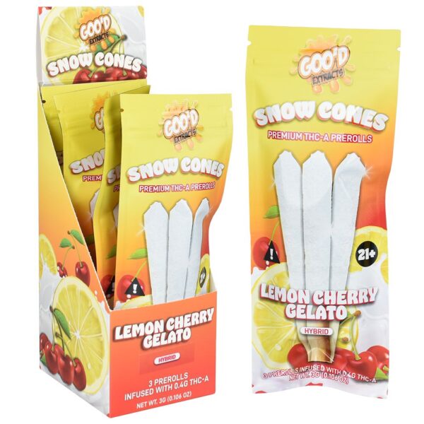 GOO'D Snow Cones THCA Pre-Rolls | 3g | 3pc | 5pk Display - Image 3