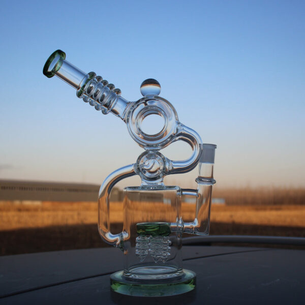 Recycler Style Water Pipe w/ Dual Percolator 11.5" - Image 3