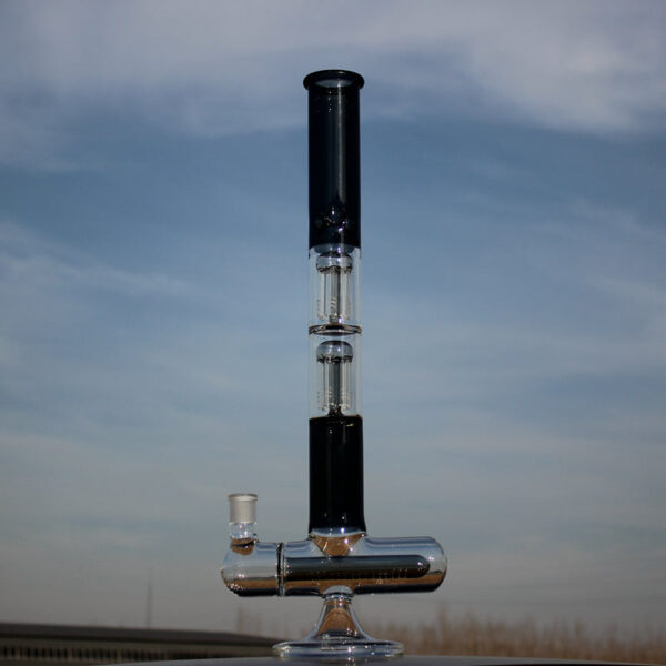 Inline and Dual Arm Percolated Glass Water Pipe 18" - Image 3