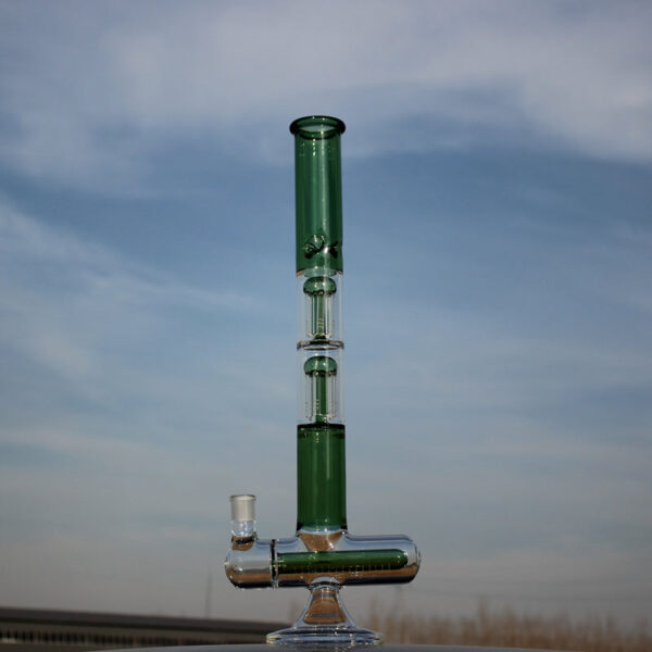 Inline and Dual Arm Percolated Glass Water Pipe 18" - Image 4