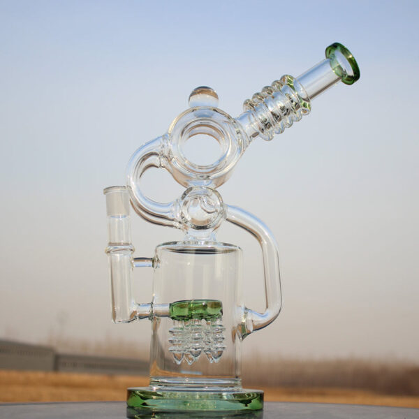 Recycler Style Water Pipe w/ Dual Percolator 11.5" - Image 4