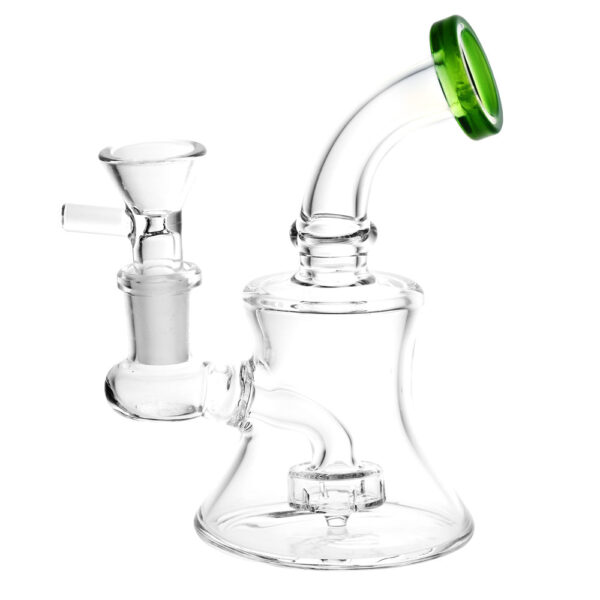 Bent Neck Bell Mini Water Pipe - 5"/14mm F/Colors Vary - Image 2