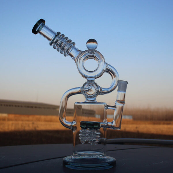 Recycler Style Water Pipe w/ Dual Percolator 11.5" - Image 2