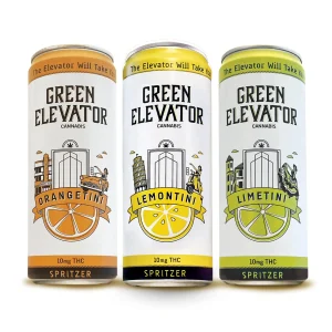 Green Elevator Cannabis Spritzer Drinks 10mg - 3 Flavors!