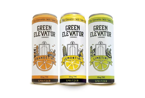 Green Elevator Cannabis Spritzer Drinks 10mg - 3 Flavors!